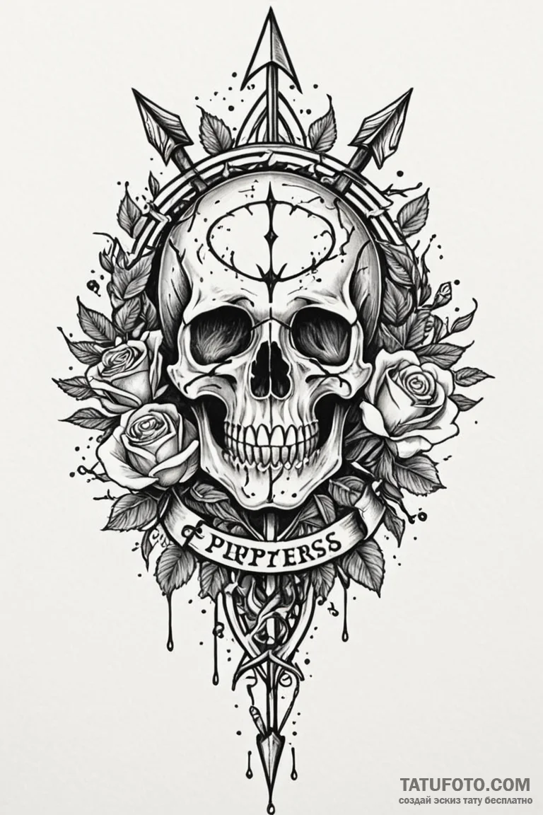 Ivory arrow shattering sigil, ink illustratio... - эскиз тату (№1750771901_0, 24.06.2025 13:31) — Tatufoto.com