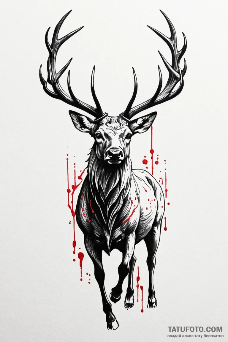 Abyssal stag standing in shadows, tattoo sket... - эскиз тату (№1750773675_0, 24.06.2025 14:01) — Tatufoto.com
