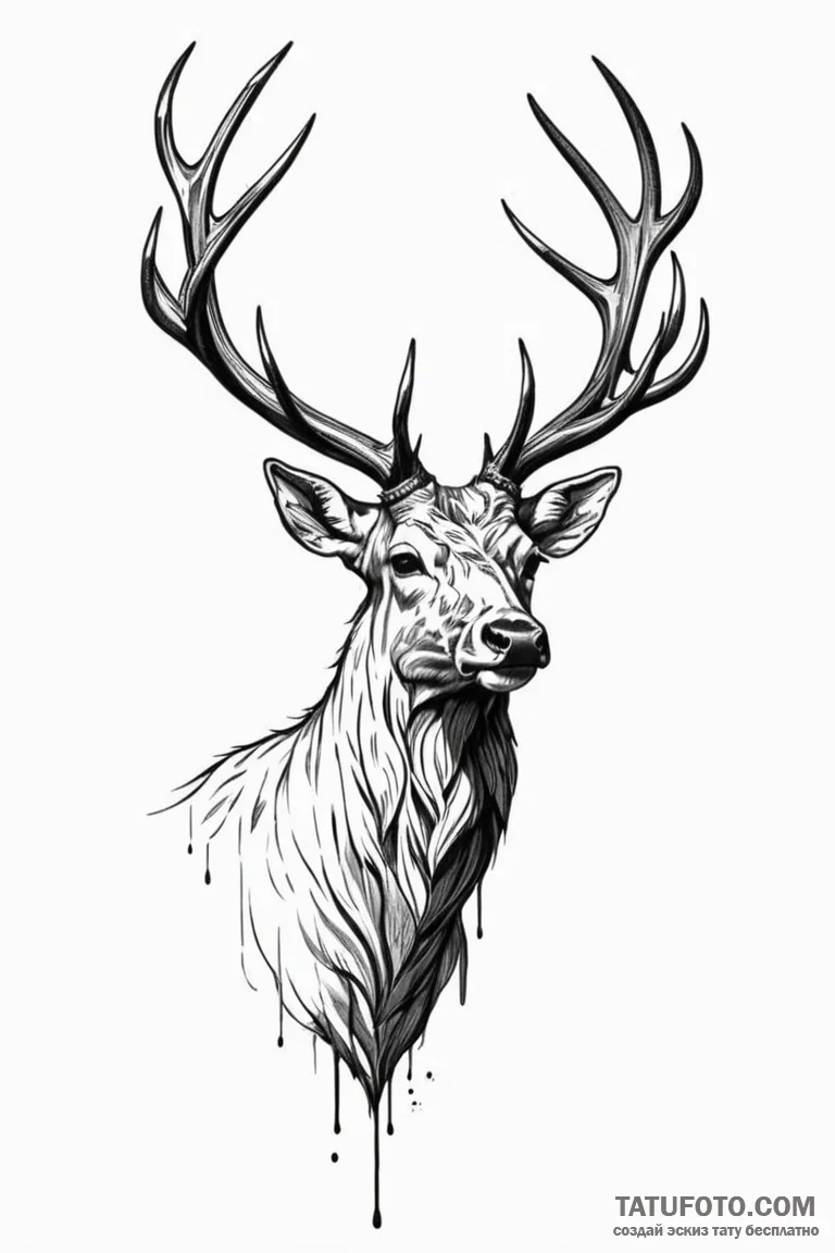 Abyssal stag standing in shadows, tattoo sket... - эскиз тату (№1750773675_1, 24.06.2025 14:01) — Tatufoto.com