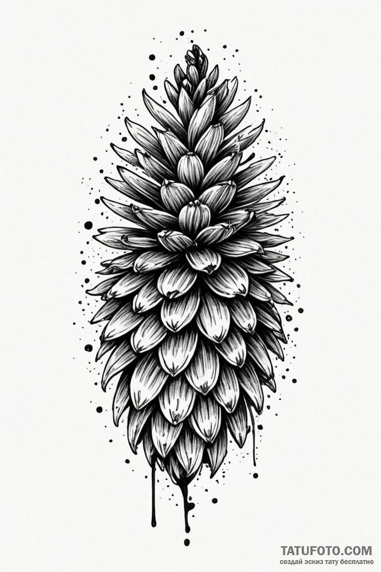 Pine cone with each scale perfectly detailed,... - эскиз тату (№1750773838_0, 24.06.2025 14:03) — Tatufoto.com