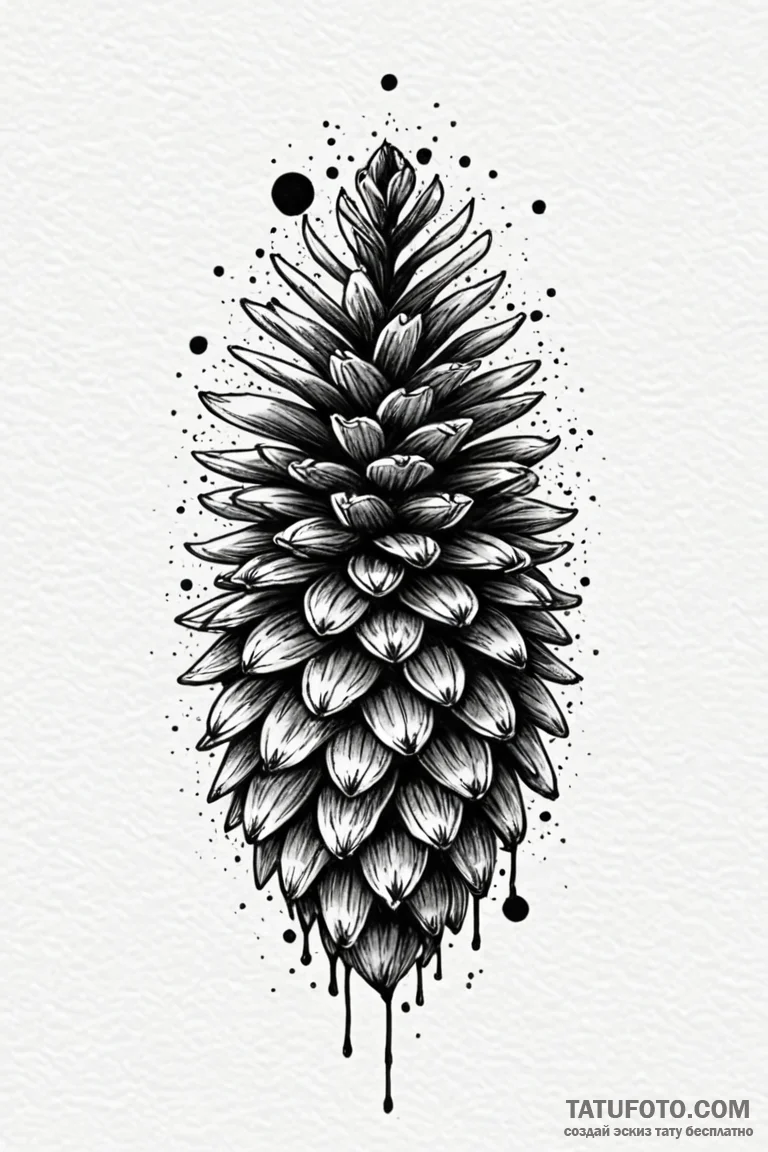 Pine cone with each scale perfectly detailed,... - эскиз тату (№1750773838_1, 24.06.2025 14:03) — Tatufoto.com