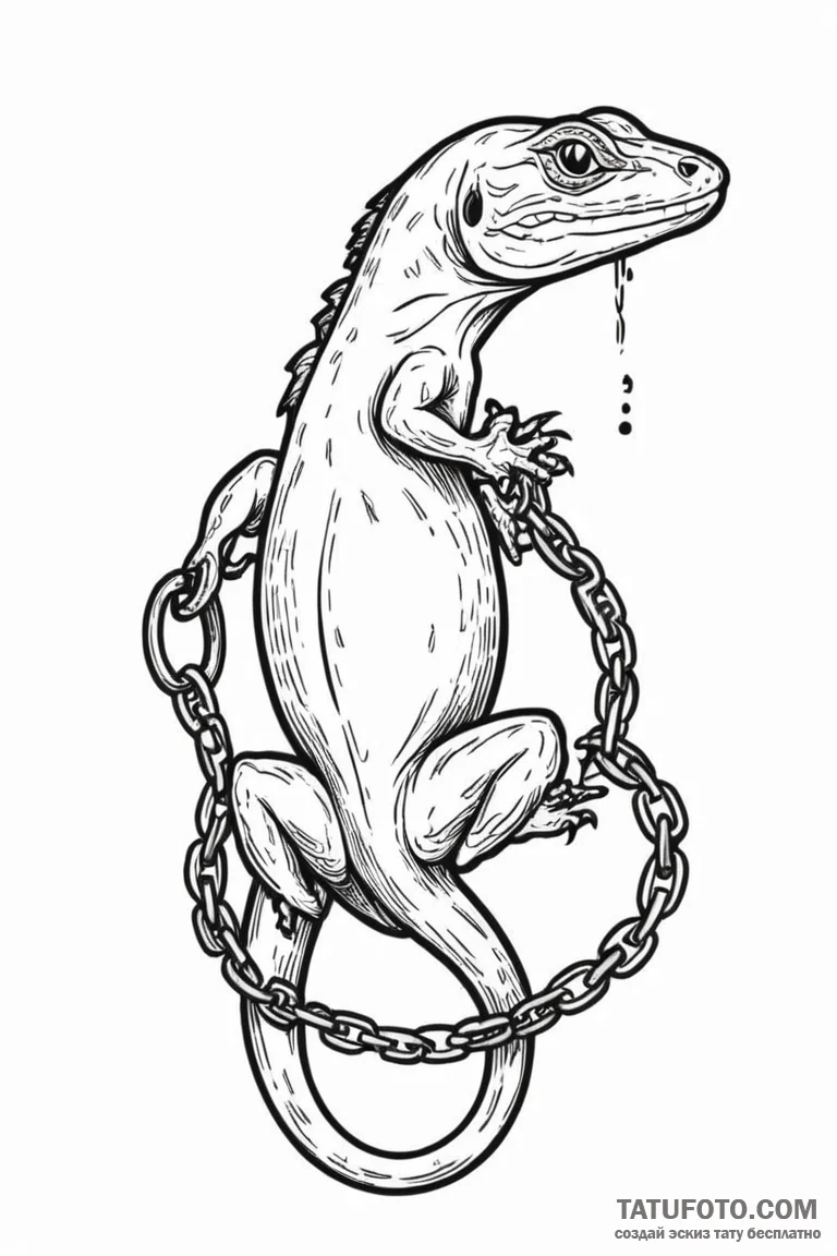 Lizard wrapped in chains, artistic tattoo ske... - эскиз тату (№1750774551_0, 24.06.2025 14:15) — Tatufoto.com
