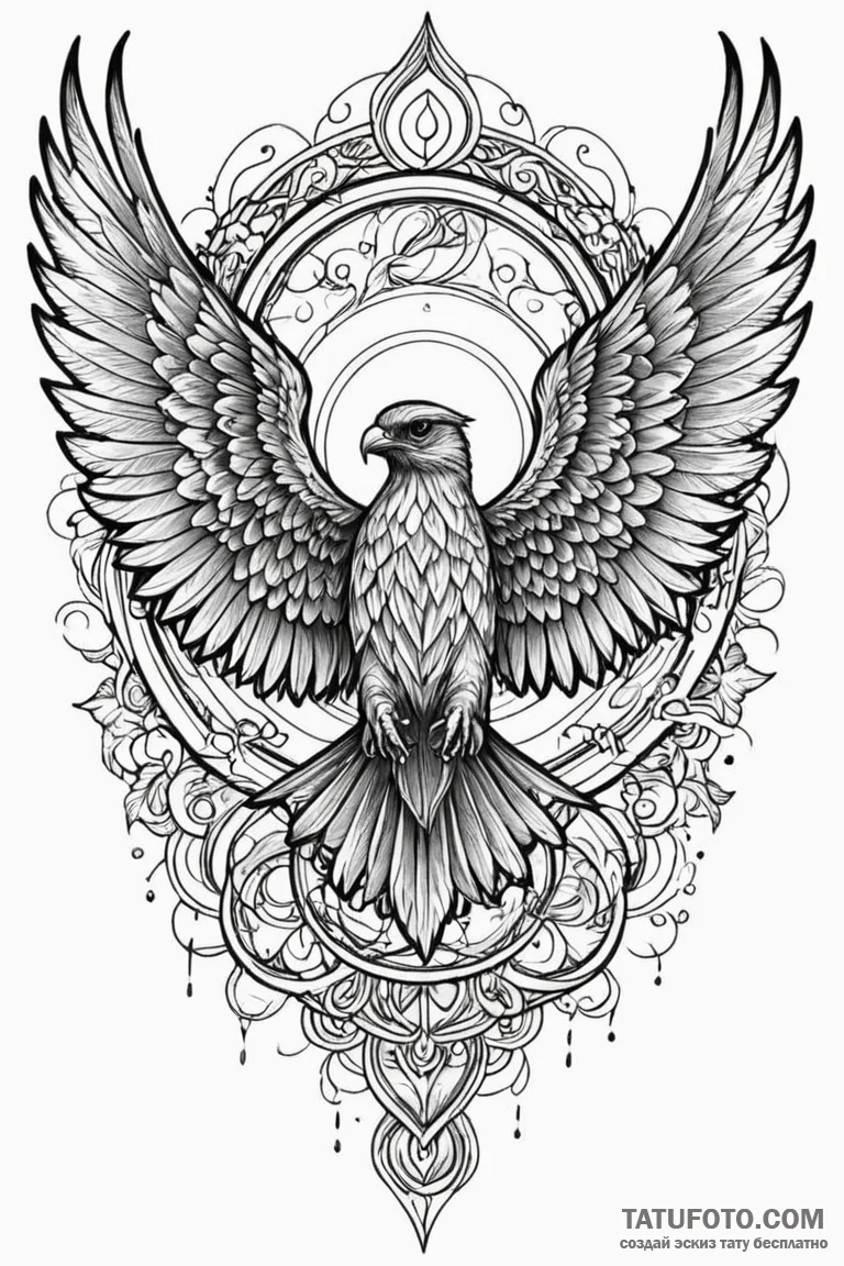 Nightjar wings spread beneath storm, tattoo f... - эскиз тату (№1750774707_0, 24.06.2025 14:18) — Tatufoto.com