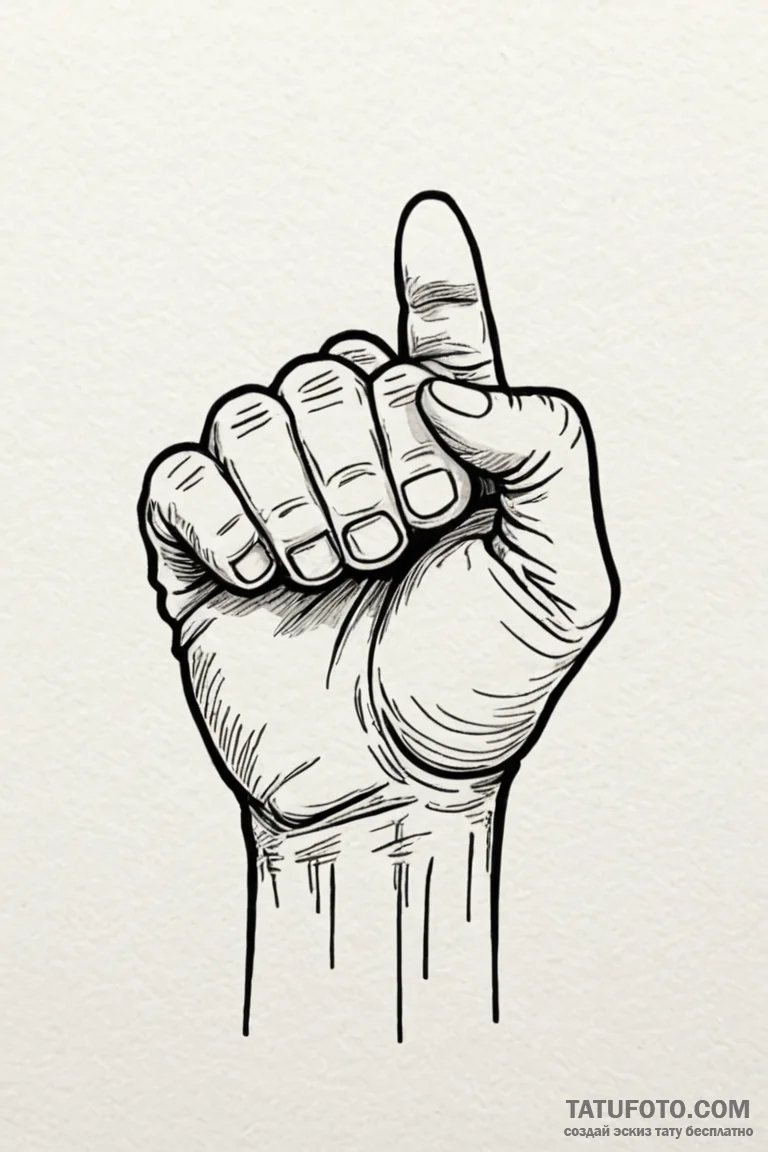 Fist, ink illustration for tattoo, aesthetica... - эскиз тату (№1750775037_0, 24.06.2025 14:23) — Tatufoto.com