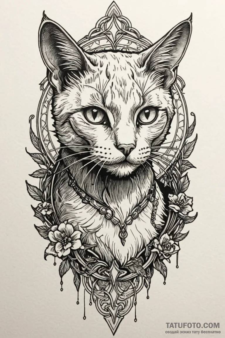 Apocalyptic cat with bionic limbs, tattoo ske... - эскиз тату (№1750775354_1, 24.06.2025 14:29) — Tatufoto.com