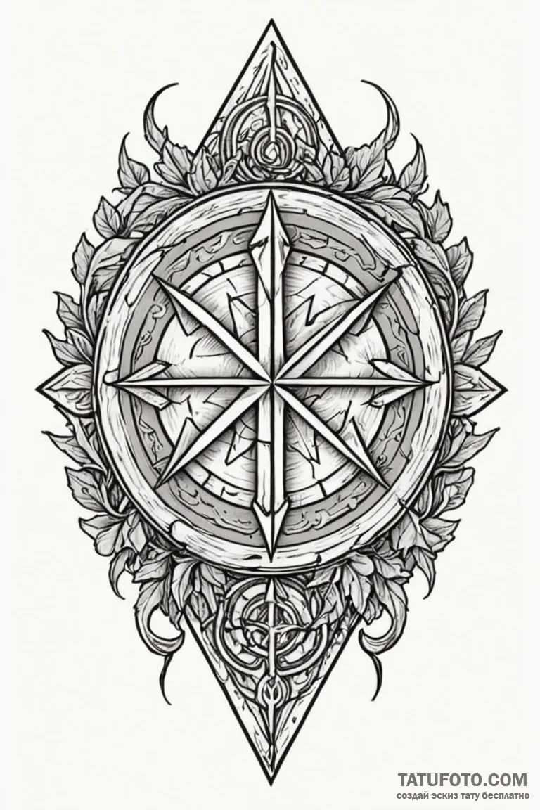 Oak sigil carved in stone, tattoo drawing out... - эскиз тату (№1750776341_0, 24.06.2025 14:45) — Tatufoto.com