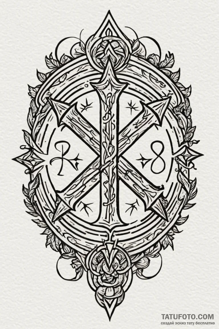 Oak sigil carved in stone, tattoo drawing out... - эскиз тату (№1750776341_1, 24.06.2025 14:45) — Tatufoto.com