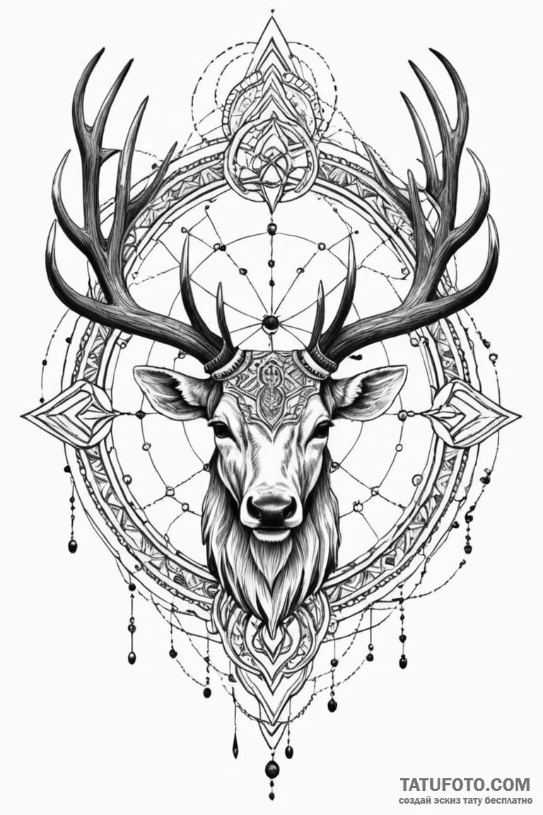 Blood crown forged from antlers, tattoo flash... - эскиз тату (№1750777179_0, 24.06.2025 14:59) — Tatufoto.com