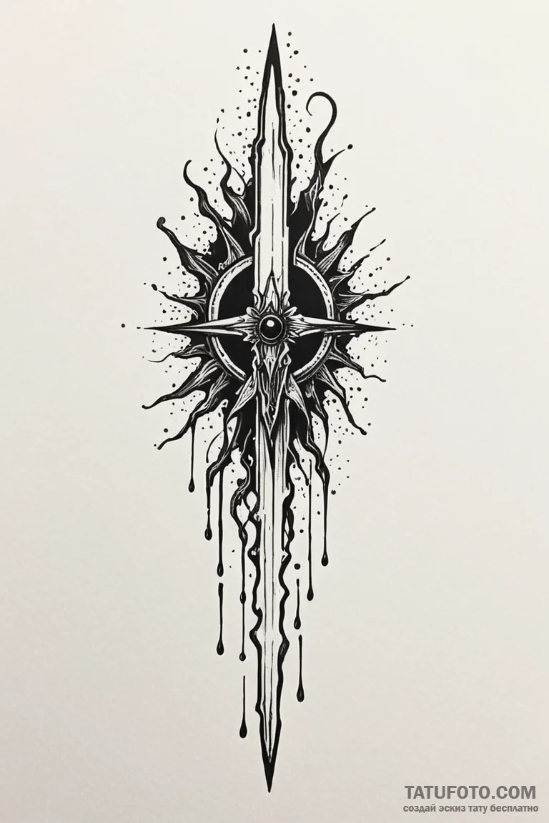 Ritual blade dripping spectral light, tattoo... - эскиз тату (№1750778288_0, 24.06.2025 15:18) — Tatufoto.com