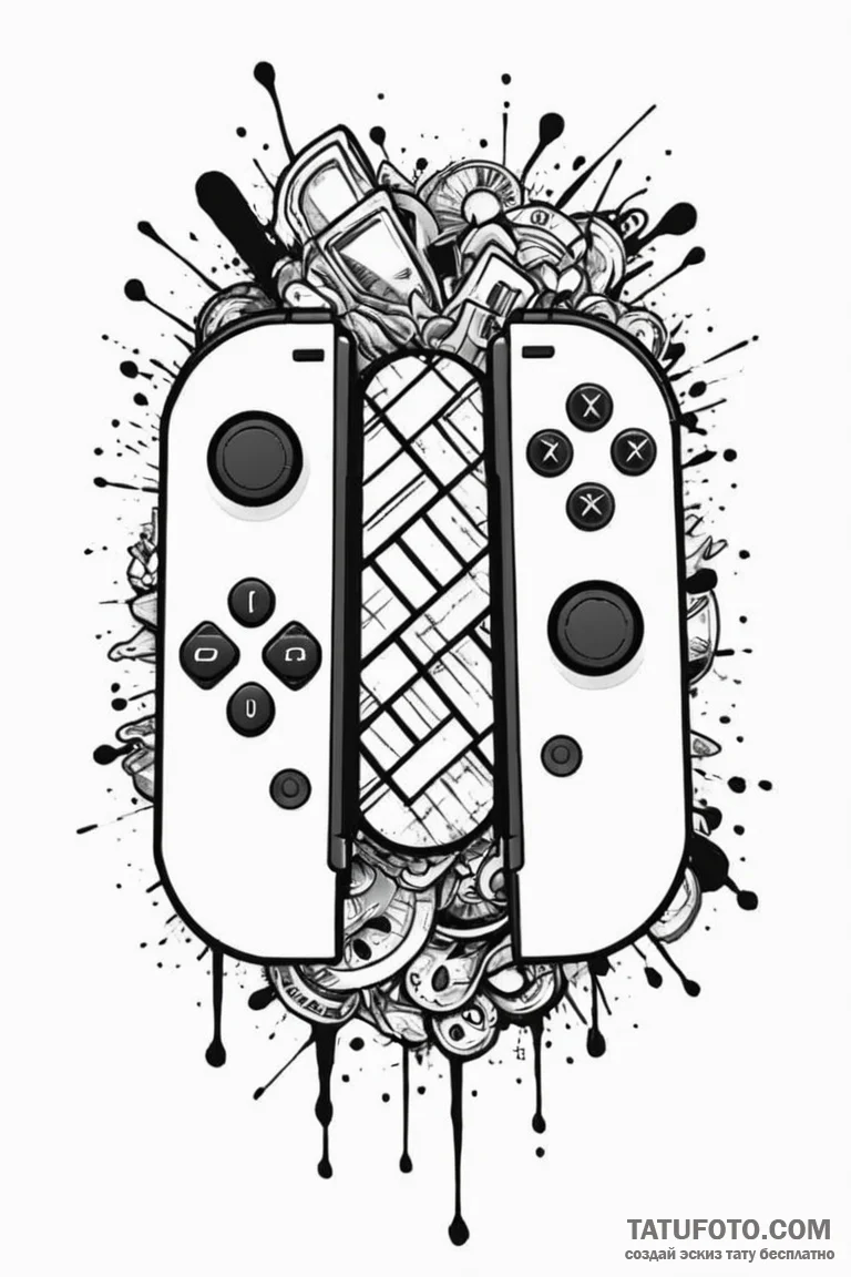 Joy-con controllers from a switch, split, art... - эскиз тату (№1750779162_0, 24.06.2025 15:32) — Tatufoto.com