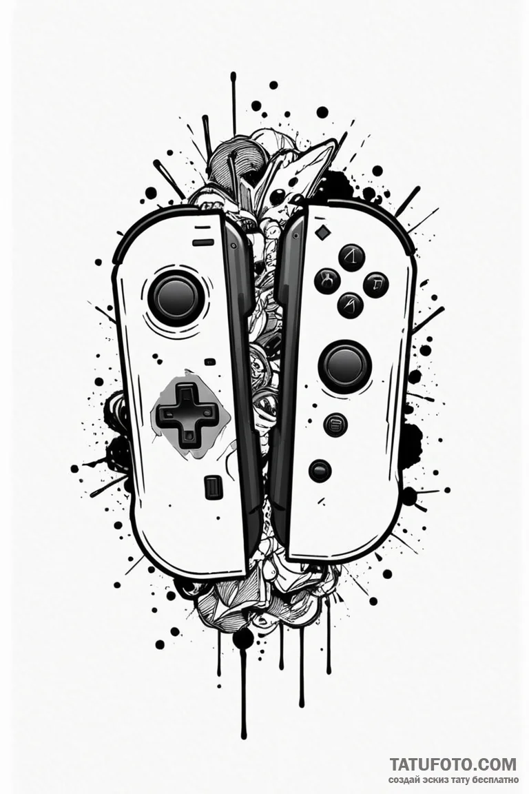 Joy-con controllers from a switch, split, art... - эскиз тату (№1750779162_1, 24.06.2025 15:32) — Tatufoto.com
