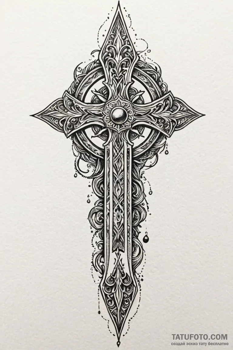 Knife forged from celestial ice, tattoo sketc... - эскиз тату (№1750779245_0, 24.06.2025 15:34) — Tatufoto.com