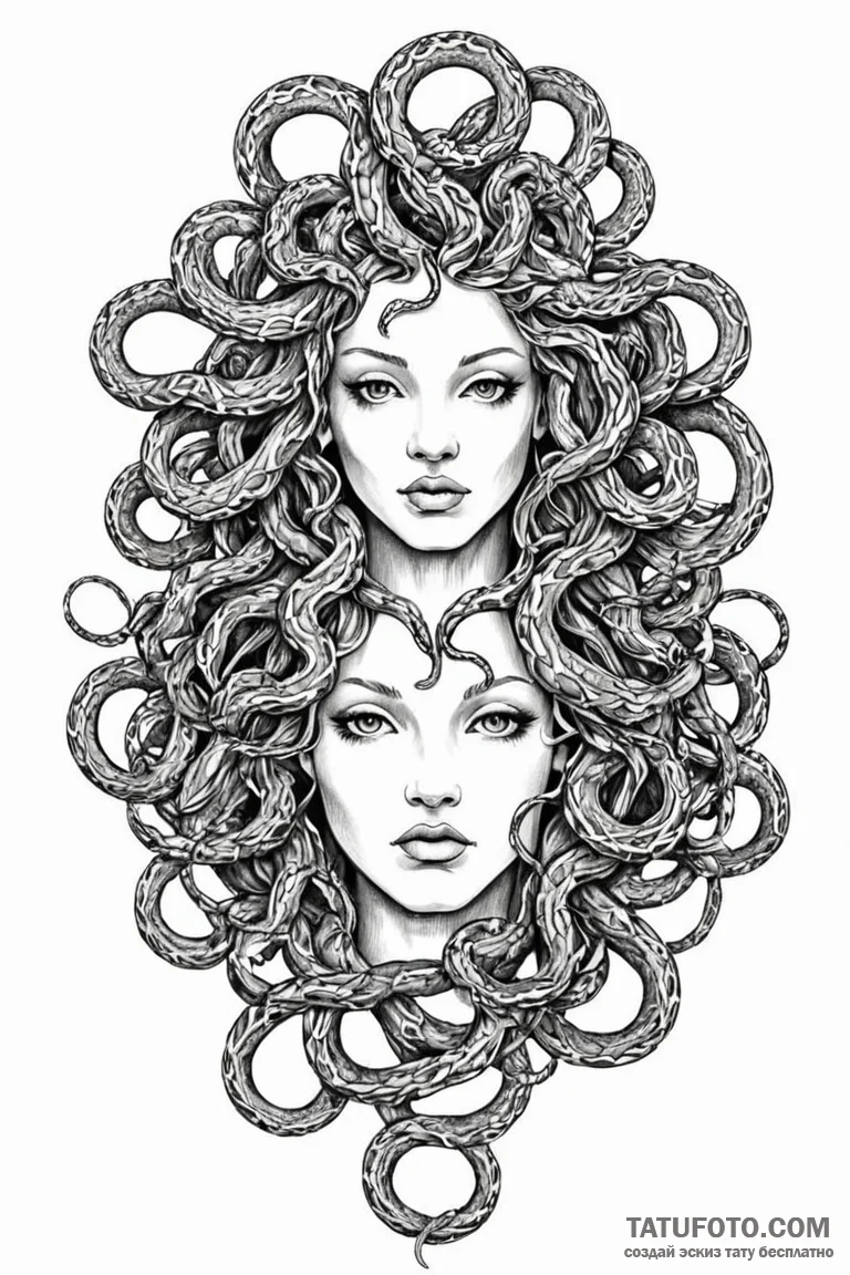 Medusa with snakes made of wires - эскиз тату (№1750780164_1, 24.06.2025 15:49) — Tatufoto.com