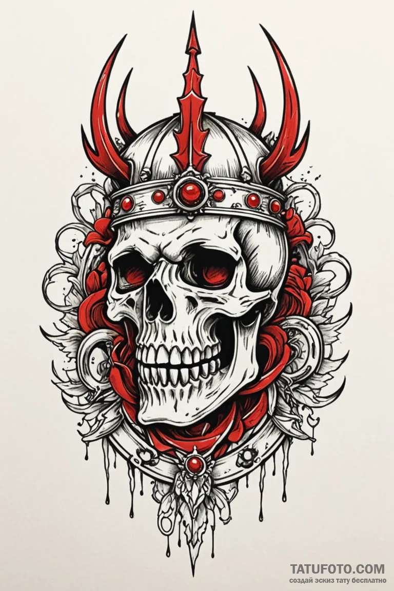 Engraved helm crowned in bone, tattoo flash s... - эскиз тату (№1750781225_0, 24.06.2025 16:07) — Tatufoto.com