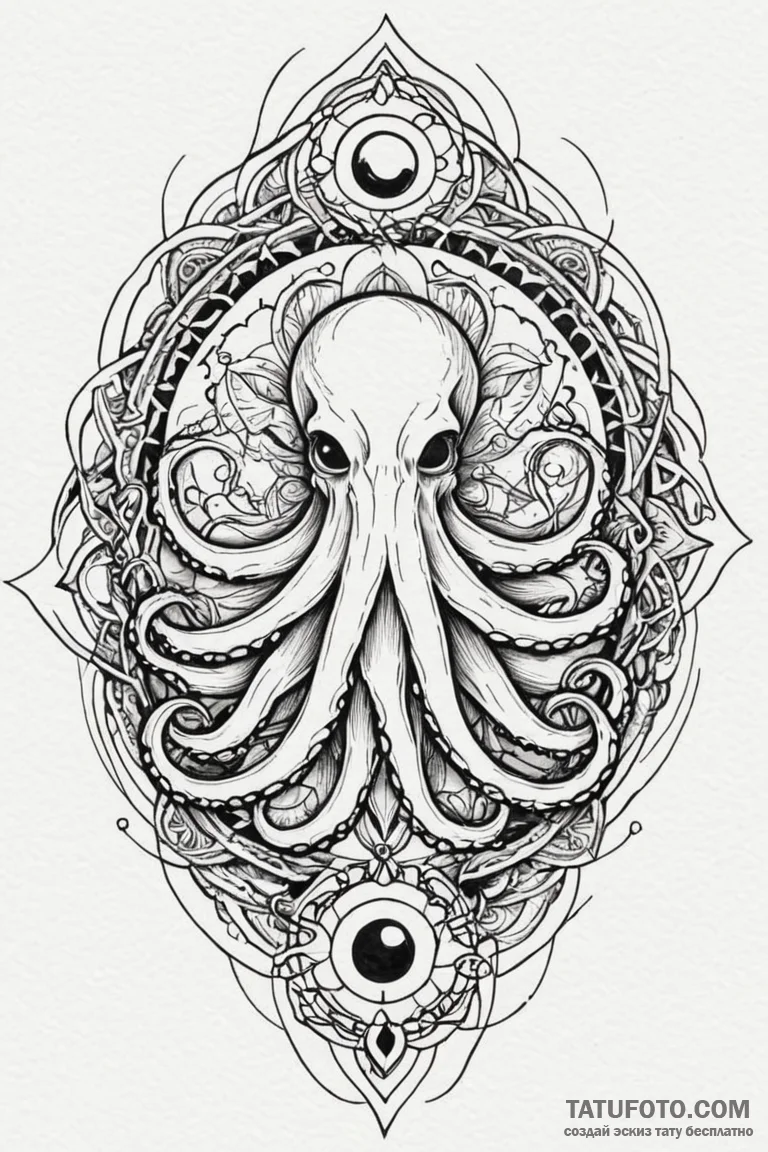 Eldritch horror, a mass of eyes and tentacles... - эскиз тату (№1750782091_1, 24.06.2025 16:21) — Tatufoto.com