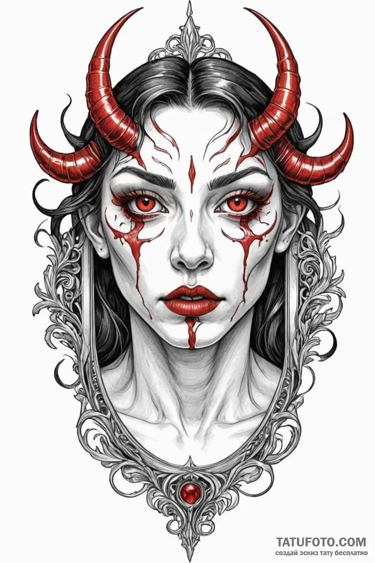 Demon eyes peering from mirror, tattoo drawin... - эскиз тату (№1750782717_0, 24.06.2025 16:31) — Tatufoto.com