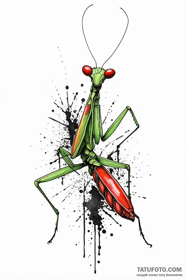 Praying mantis, tattoo sketch design, on a cl... - эскиз тату (№1750785338_1, 24.06.2025 17:15) — Tatufoto.com