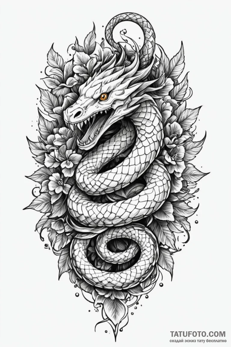 Ivory serpent around shattered helm, tattoo f... - эскиз тату (№1750792416_1, 24.06.2025 19:13) — Tatufoto.com