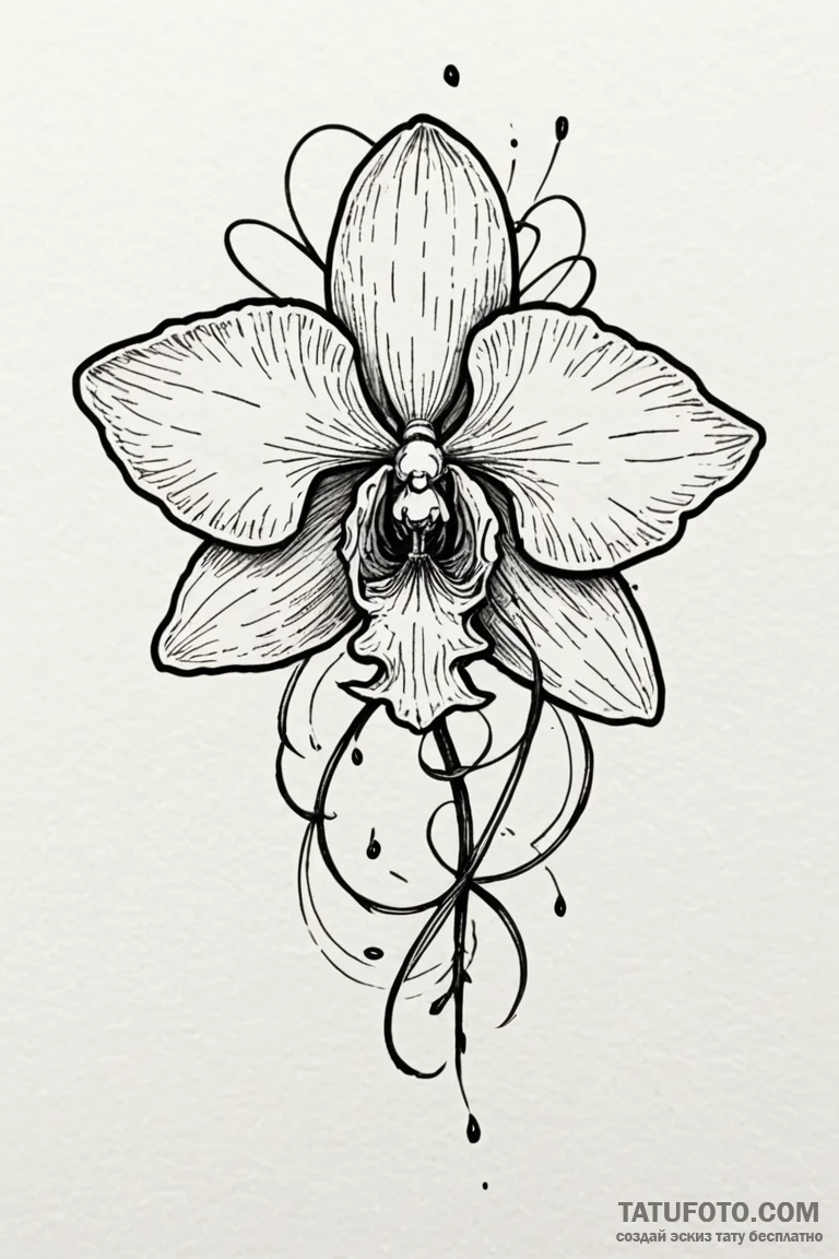 Orchid with petals like iridescent beetle win... - эскиз тату (№1750793183_0, 24.06.2025 19:26) — Tatufoto.com