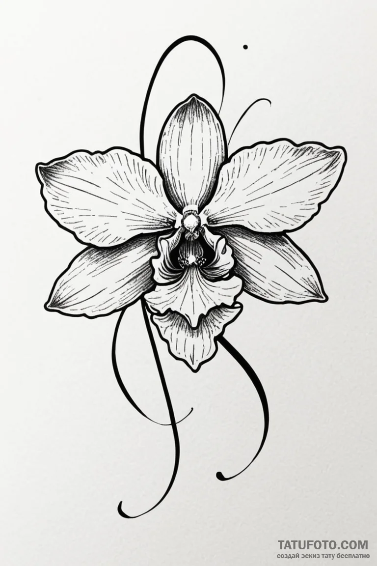 Orchid with petals like iridescent beetle win... - эскиз тату (№1750793183_1, 24.06.2025 19:26) — Tatufoto.com