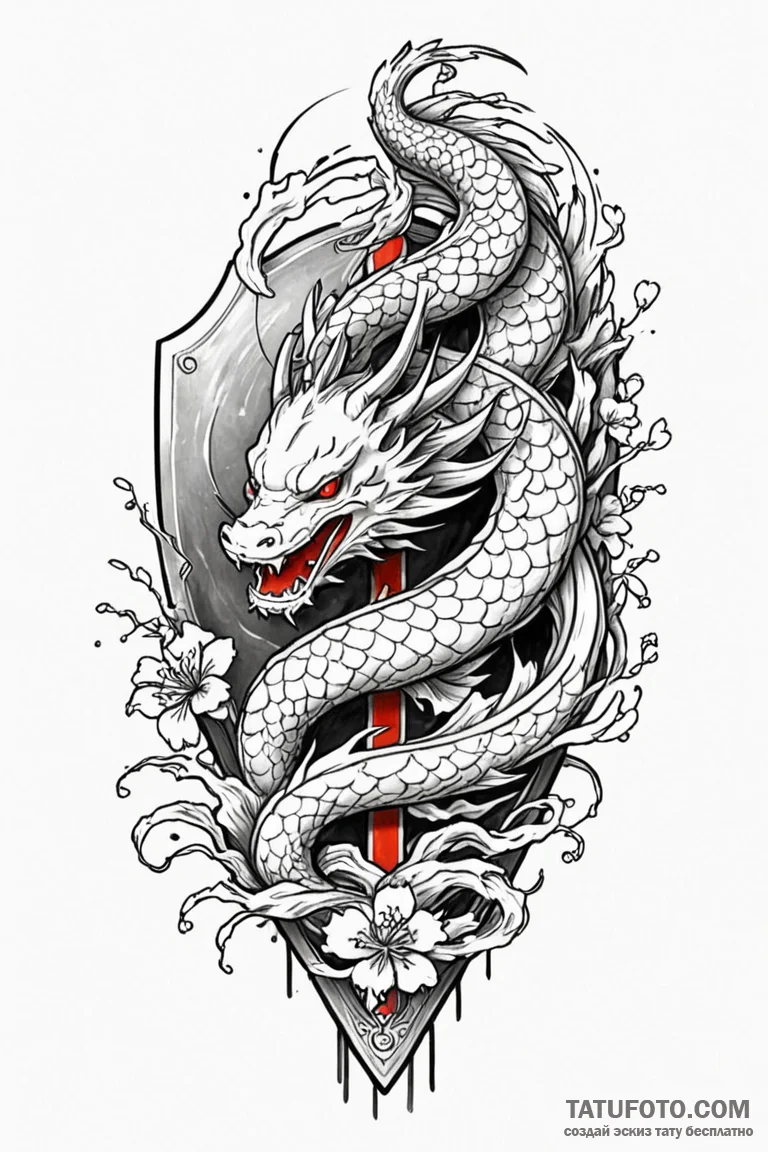 Shield and sword, ink illustration for tattoo... - эскиз тату (№1750793335_1, 24.06.2025 19:28) — Tatufoto.com