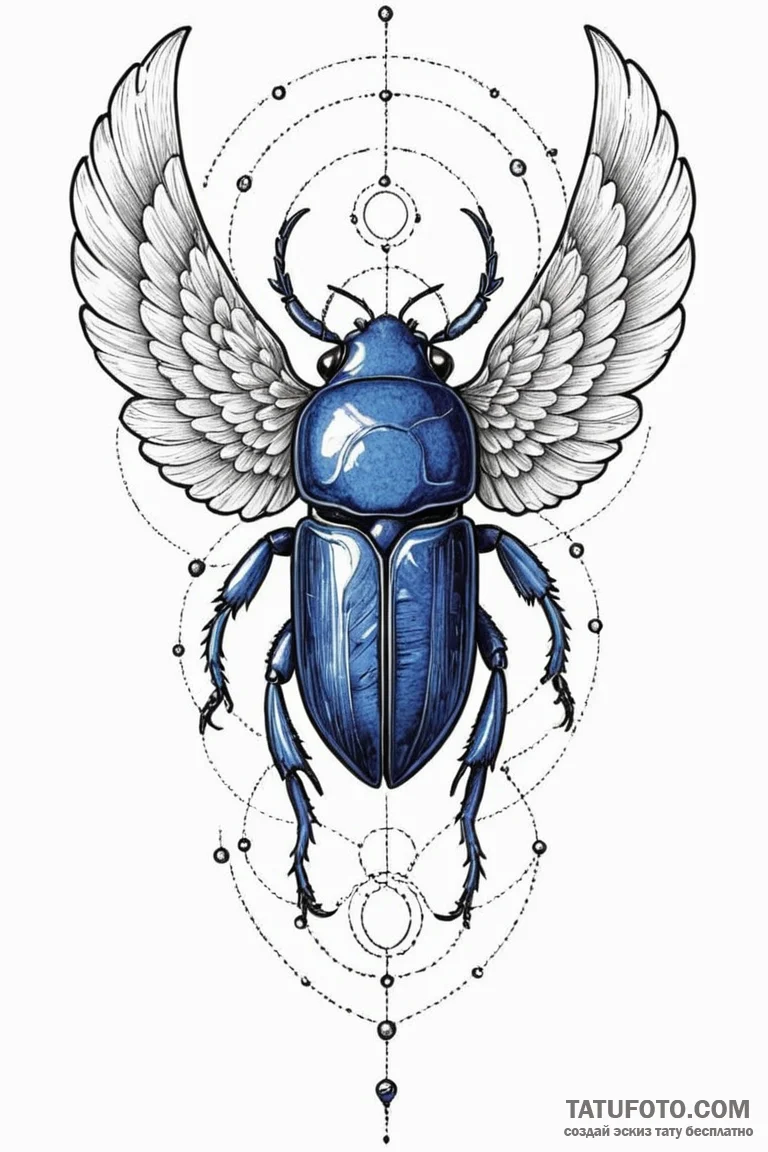 Egyptian scarab beetle with wings of lapis la... - эскиз тату (№1750797879_0, 24.06.2025 20:44) — Tatufoto.com