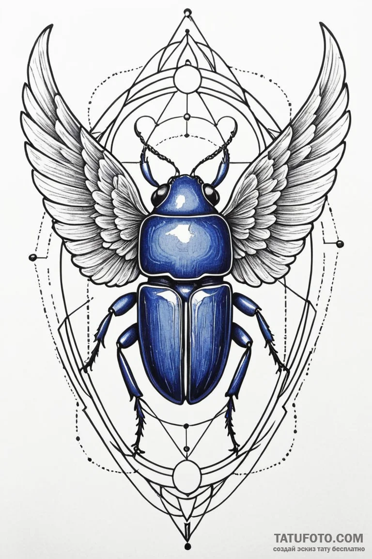 Egyptian scarab beetle with wings of lapis la... - эскиз тату (№1750797879_1, 24.06.2025 20:44) — Tatufoto.com