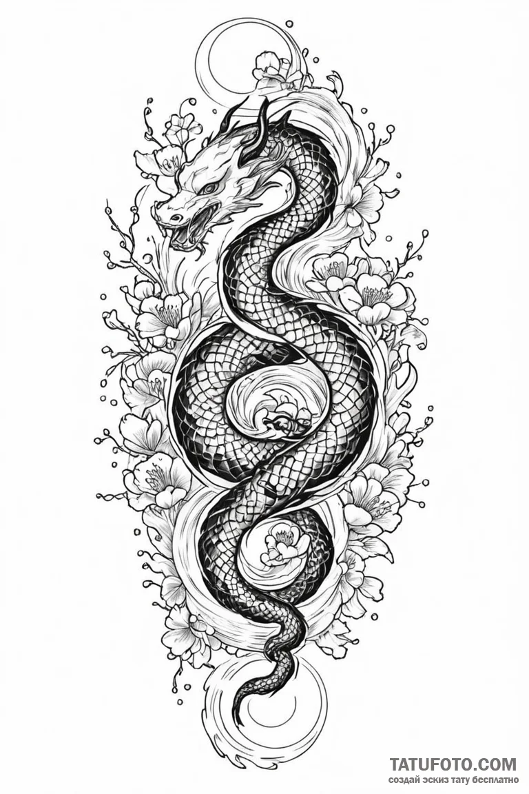 Serpent orb spiraling through void, concept a... - эскиз тату (№1750798776_1, 24.06.2025 20:59) — Tatufoto.com