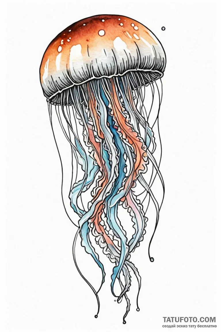Jellyfish, tattoo flash sheet design, waterco... - эскиз тату (№1750800435_0, 24.06.2025 21:27) — Tatufoto.com
