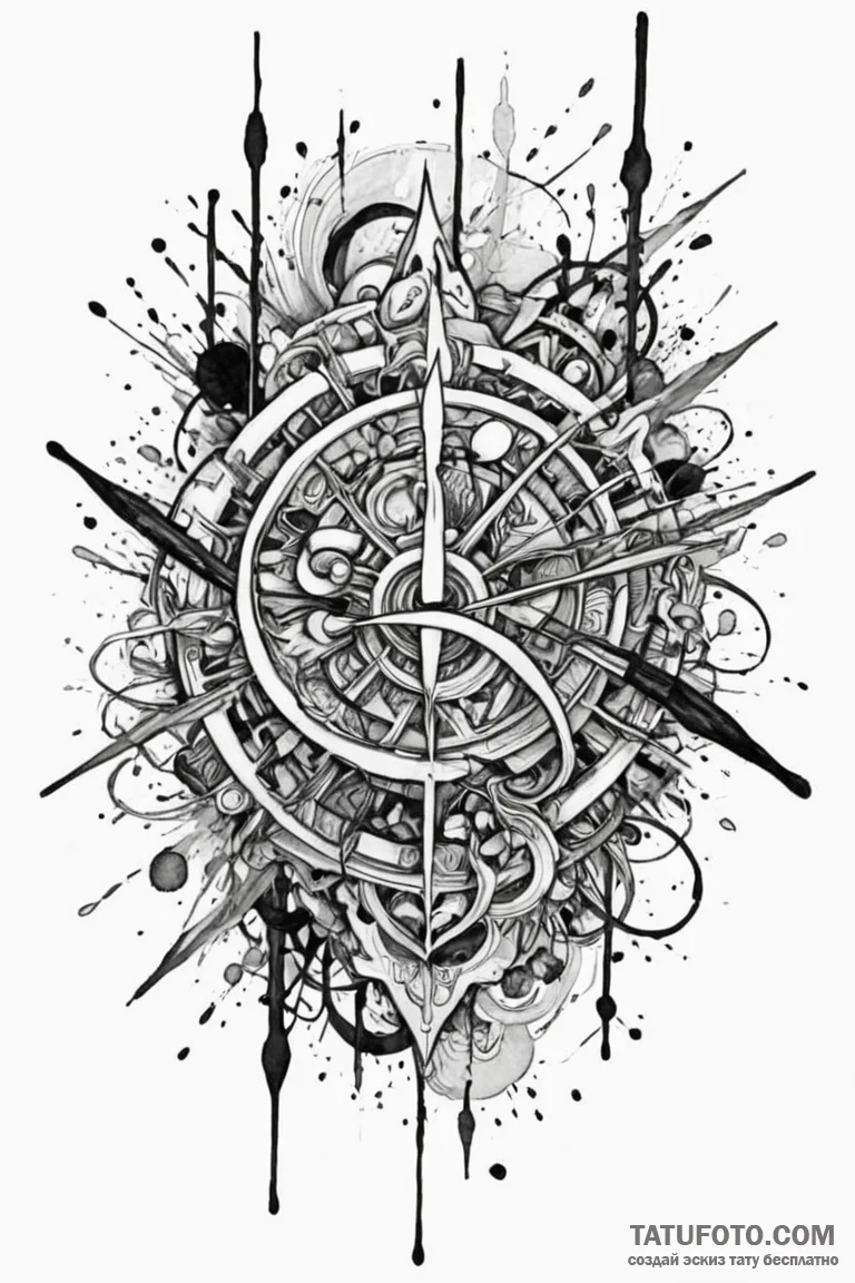 G, ink illustration for tattoo, rough sketchy... - эскиз тату (№1750803043_0, 24.06.2025 22:10) — Tatufoto.com