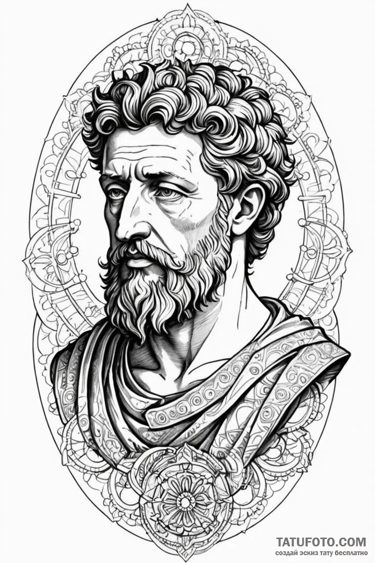 Bust of a stoic philosopher (e.g., marcus aur... - эскиз тату (№1750803116_0, 24.06.2025 22:11) — Tatufoto.com