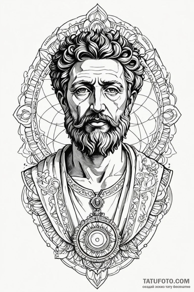 Bust of a stoic philosopher (e.g., marcus aur... - эскиз тату (№1750803116_1, 24.06.2025 22:11) — Tatufoto.com
