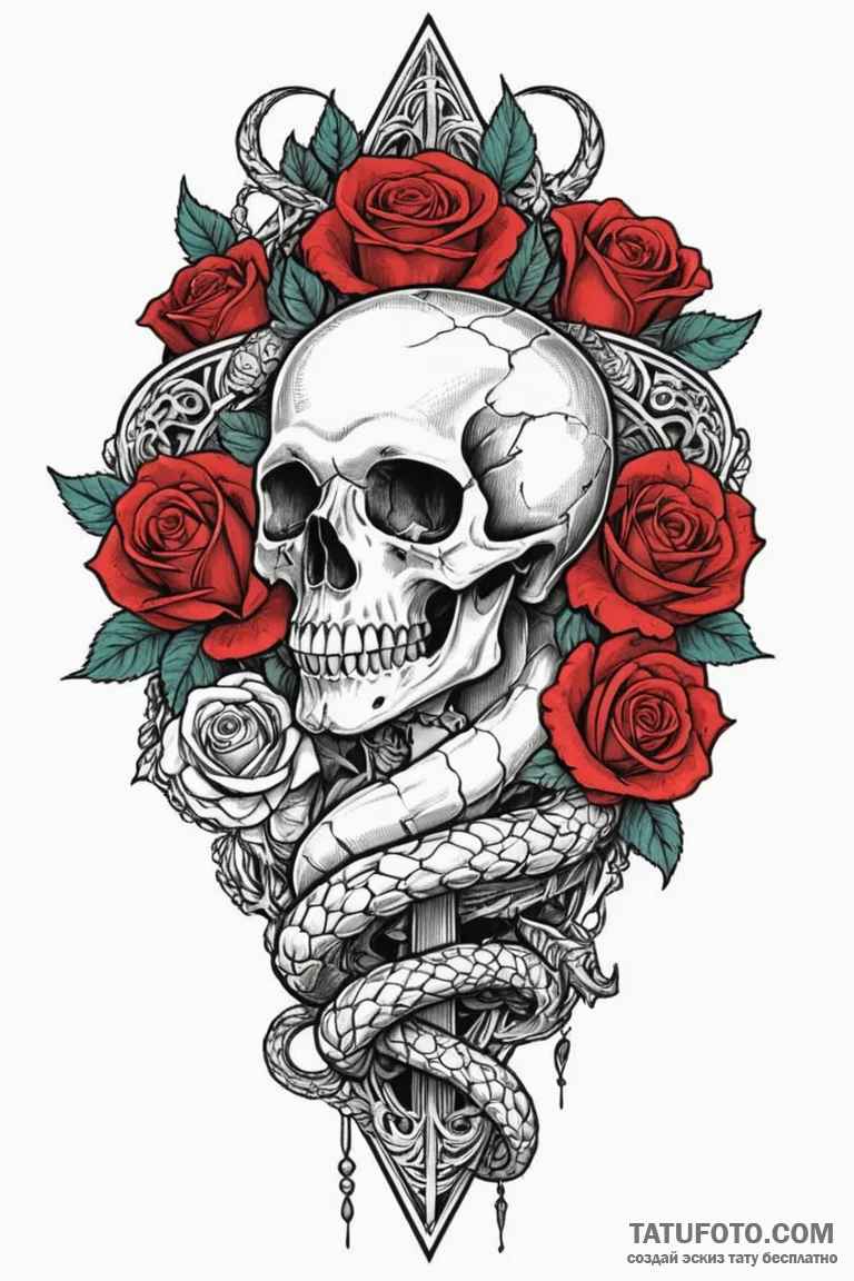 Ancient serpent with gemstone eyes, artistic... - эскиз тату (№1750804006_0, 24.06.2025 22:26) — Tatufoto.com