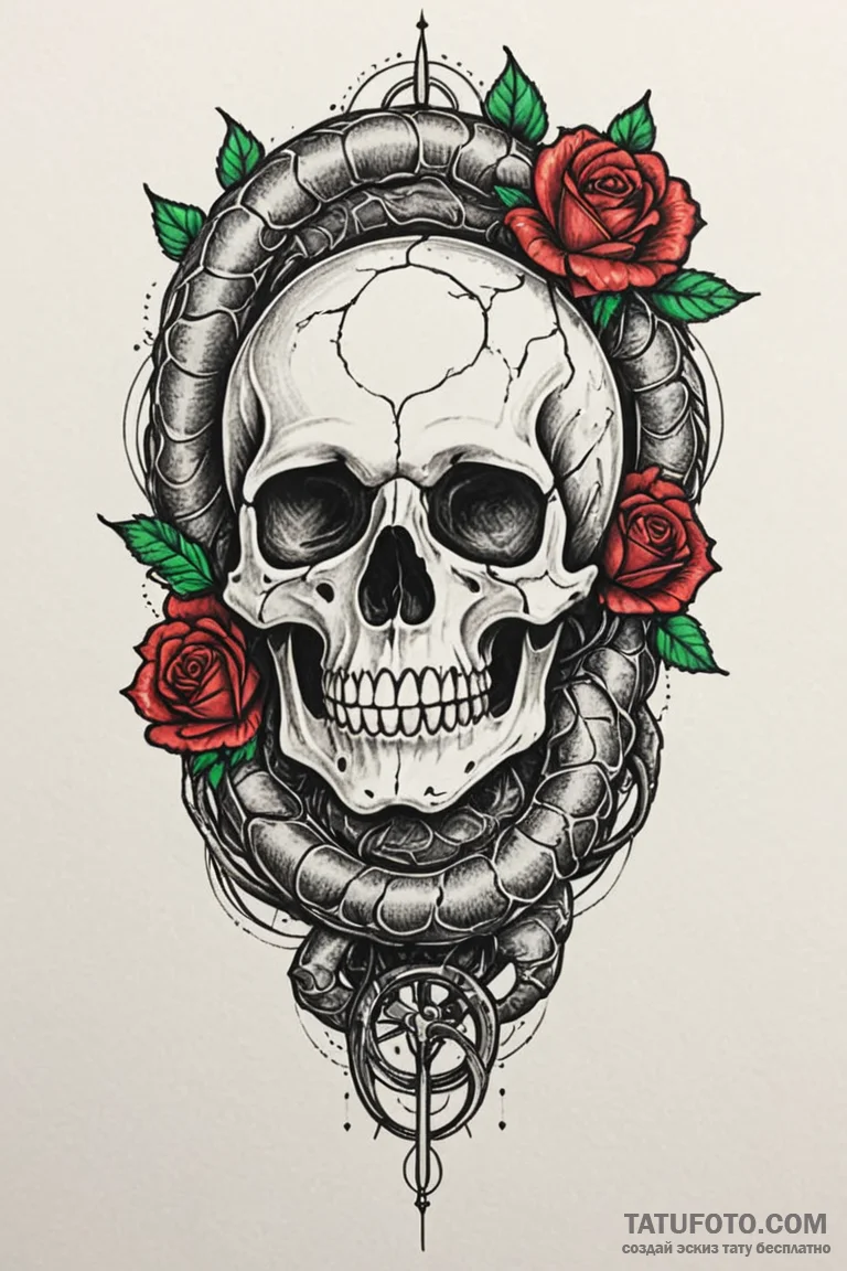 Ancient serpent with gemstone eyes, artistic... - эскиз тату (№1750804006_1, 24.06.2025 22:26) — Tatufoto.com