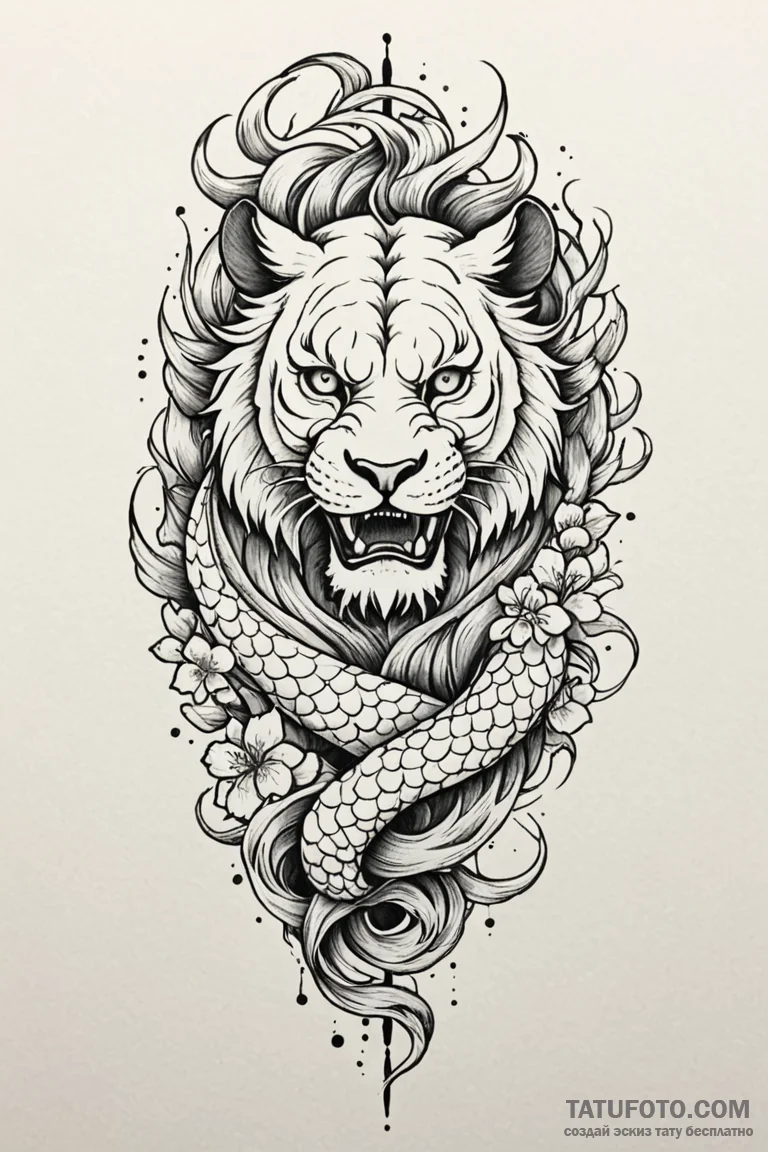 Lion gaze piercing shadows, concept art for t... - эскиз тату (№1750805867_0, 24.06.2025 22:57) — Tatufoto.com