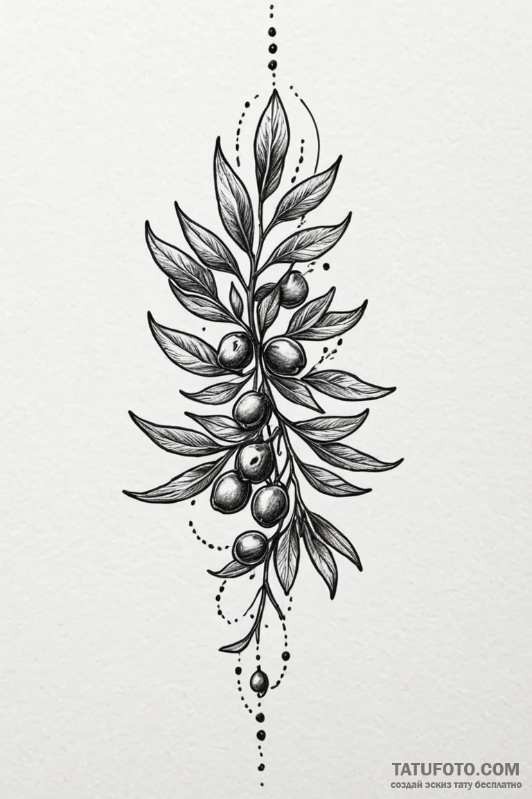 Olive branch, tattoo sketch design, soft whip... - эскиз тату (№1750807583_0, 24.06.2025 23:26) — Tatufoto.com