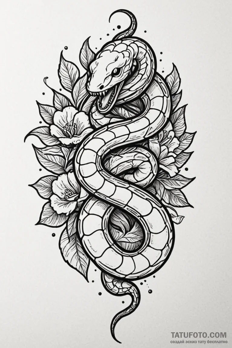 Blood snake slithering through bone, tattoo f... - эскиз тату (№1750808535_0, 24.06.2025 23:42) — Tatufoto.com