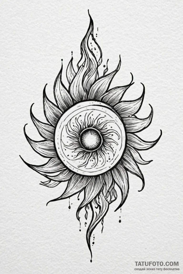 Etched spiral of celestial flame, tattoo draw... - эскиз тату (№1750809358_0, 24.06.2025 23:55) — Tatufoto.com