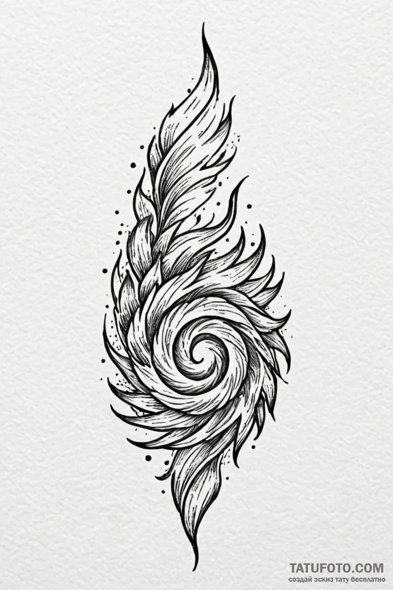 Etched spiral of celestial flame, tattoo draw... - эскиз тату (№1750809358_1, 24.06.2025 23:55) — Tatufoto.com