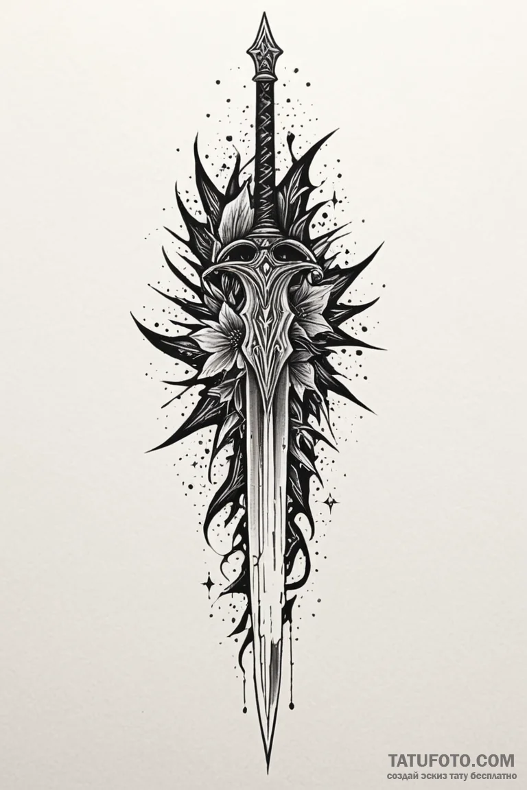 Shattered sword being reforged in starlight,... - эскиз тату (№1750809433_0, 24.06.2025 23:57) — Tatufoto.com