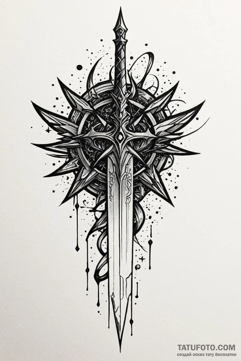Shattered sword being reforged in starlight,... - эскиз тату (№1750809433_1, 24.06.2025 23:57) — Tatufoto.com