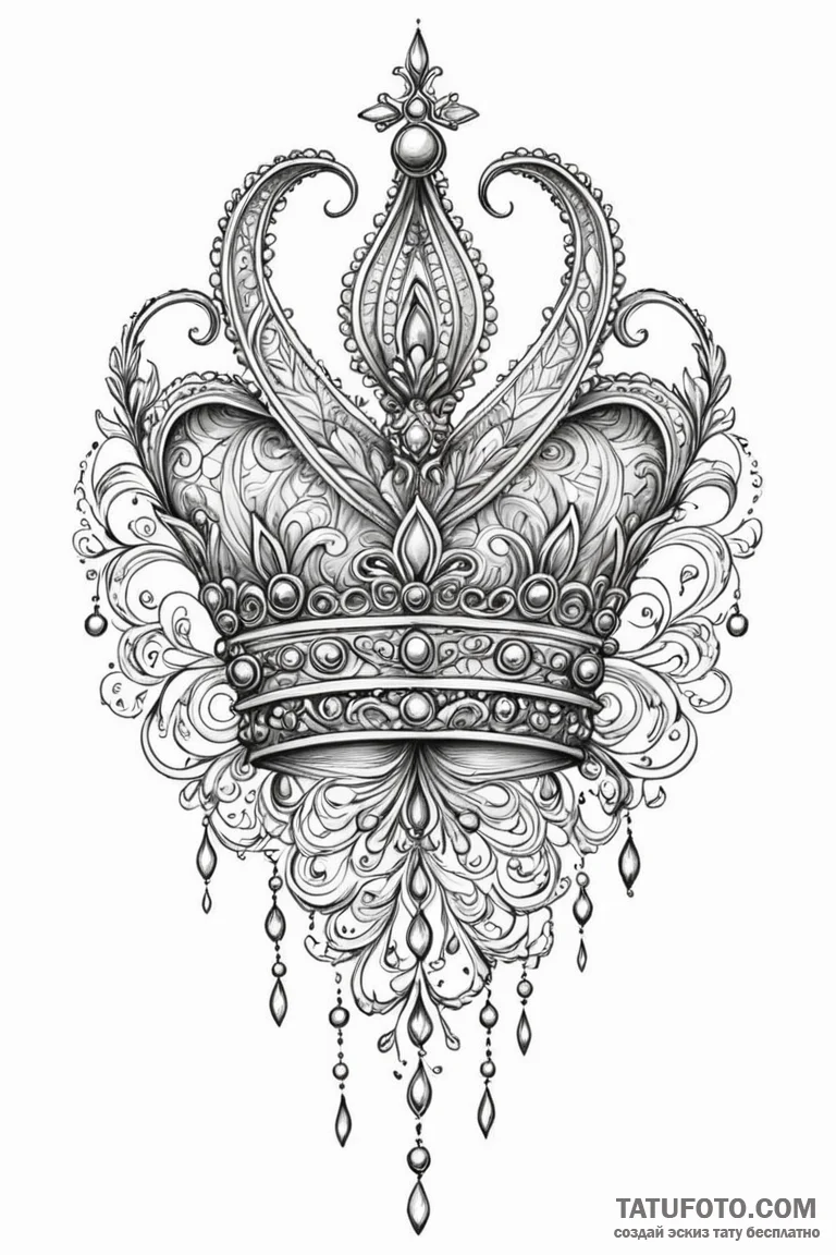 Doodle of a crown, hand-drawn style, tattoo d... - эскиз тату (№1750810928_1, 25.06.2025 00:22) — Tatufoto.com
