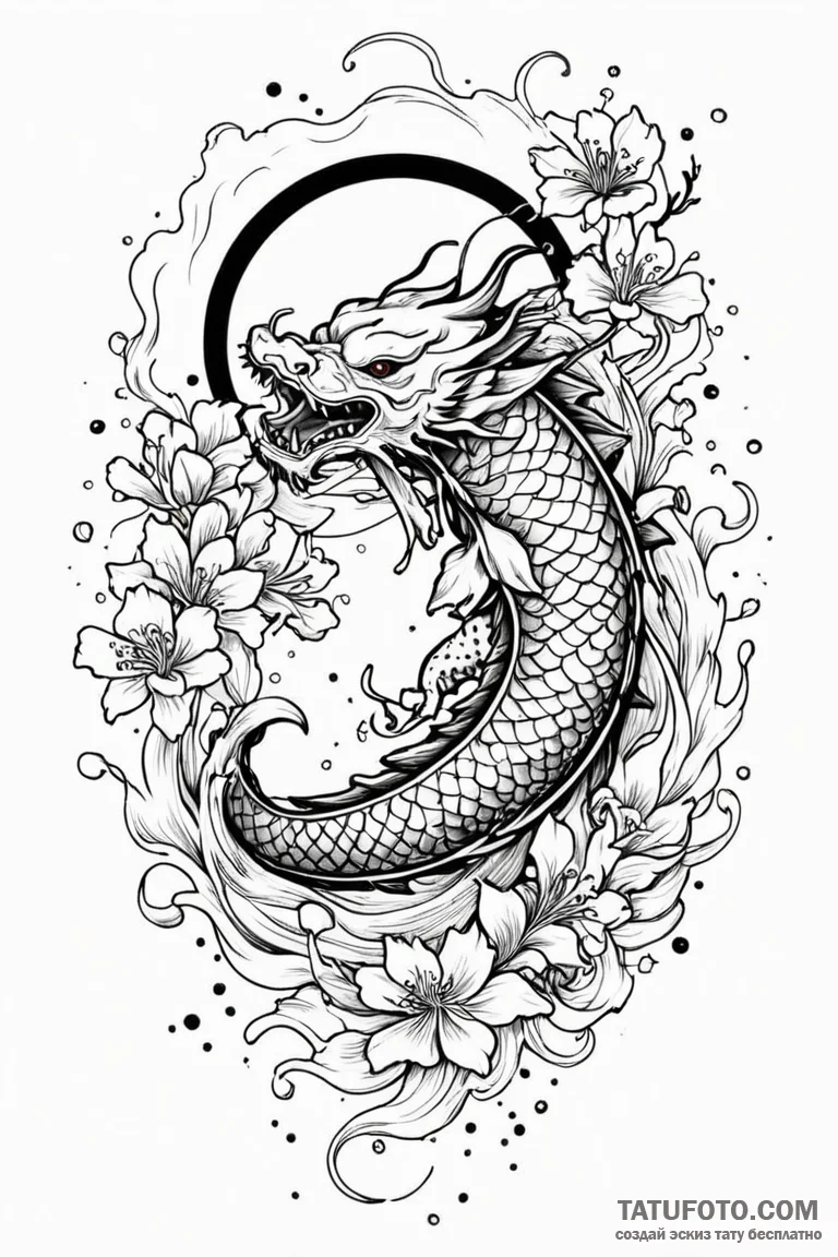 Eclipse bloom breaking through void, ink illu... - эскиз тату (№1750847222_0, 25.06.2025 10:27) — Tatufoto.com