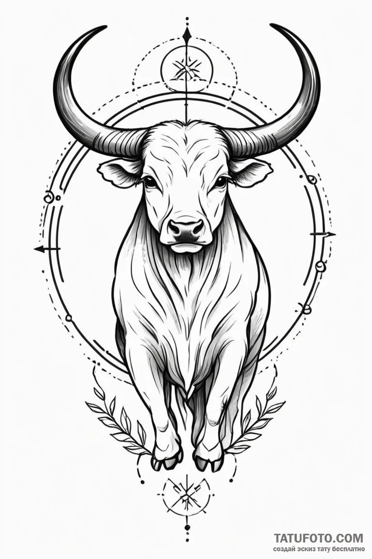 Taurus (zodiac sign) - эскиз тату (№1750847982_0, 25.06.2025 10:39) — Tatufoto.com