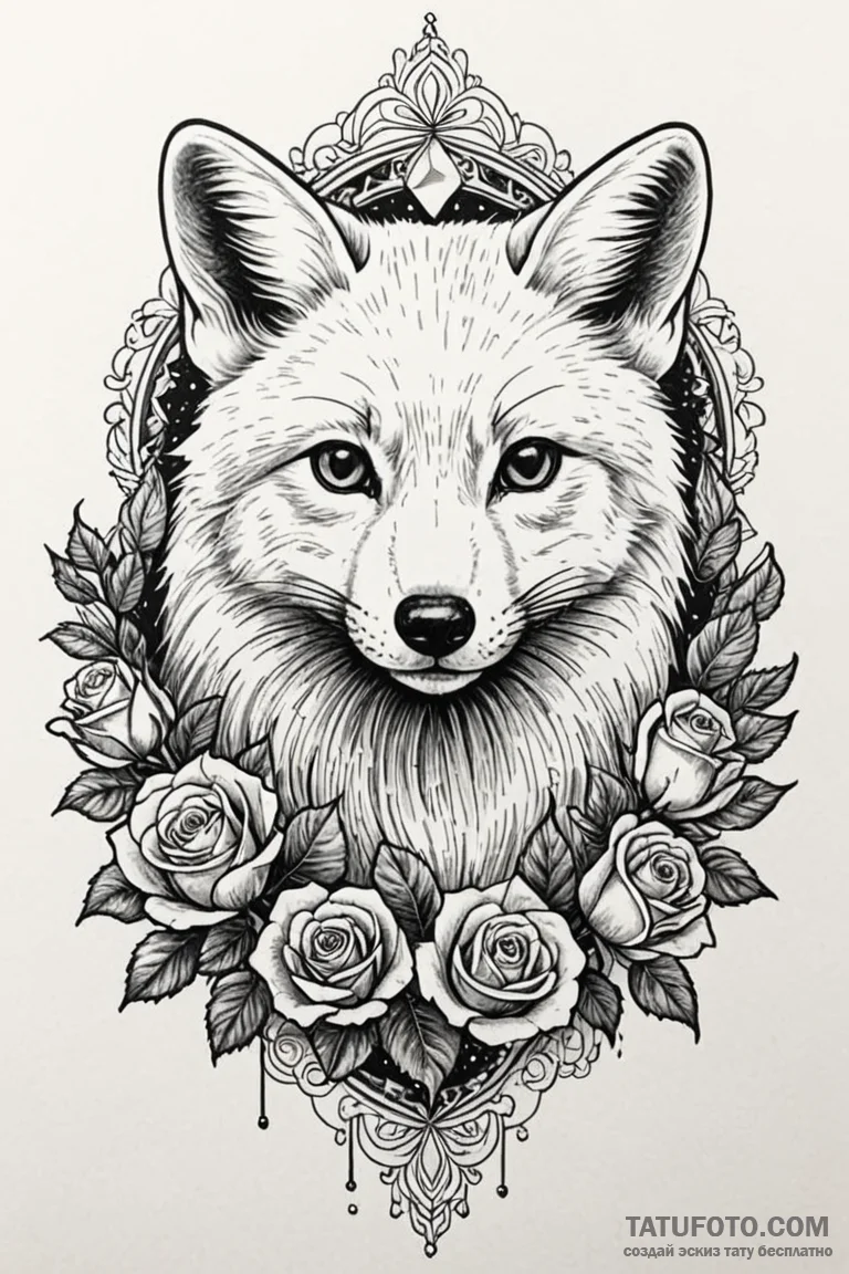 Arctic fox with icy fur, concept art for tatt... - эскиз тату (№1750848050_0, 25.06.2025 10:40) — Tatufoto.com