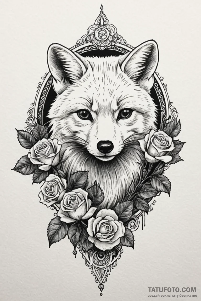 Arctic fox with icy fur, concept art for tatt... - эскиз тату (№1750848050_1, 25.06.2025 10:40) — Tatufoto.com