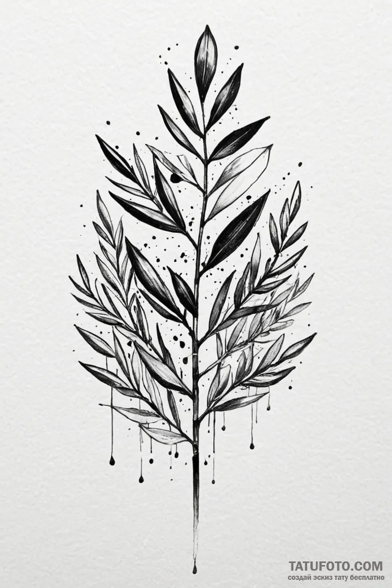 Olive branch, concept art for tattoo, on a cl... - эскиз тату (№1750848433_1, 25.06.2025 10:47) — Tatufoto.com