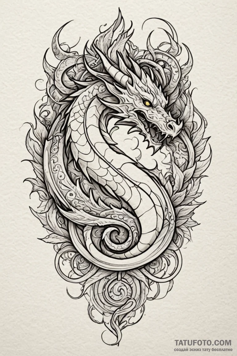 Dragon tongue forming sigils, tattoo sketch d... - эскиз тату (№1750850397_0, 25.06.2025 11:19) — Tatufoto.com