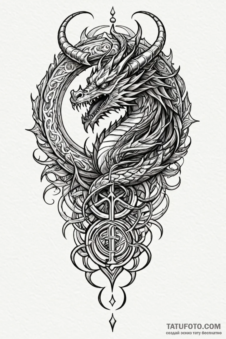 Dragon tongue forming sigils, tattoo sketch d... - эскиз тату (№1750850397_1, 25.06.2025 11:19) — Tatufoto.com