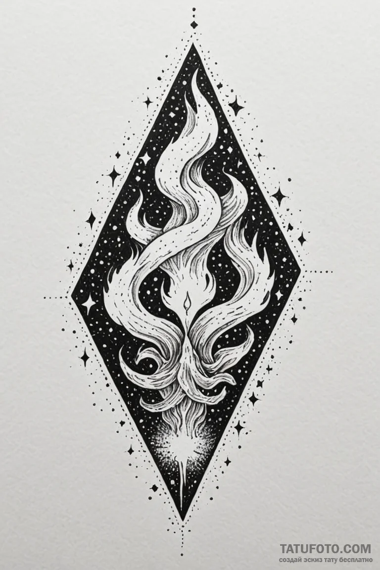 Nebula flame devouring starlight, artistic ta... - эскиз тату (№1750851290_0, 25.06.2025 11:34) — Tatufoto.com
